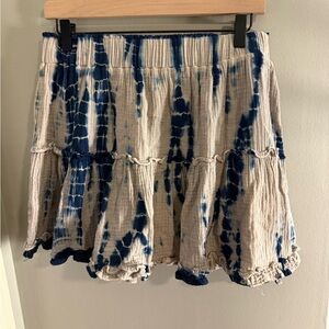 Material Girl Blue and Gray Smocked Bubble Mini Skirt